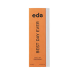 Best Day Ever Roll On Therapist, orange box containing our organic aromatherapy roll on oil. Contains essential oils rosemary, basil, lavender and bergamot to help boost confidence and feel good.