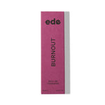 Burnout Roll On Therapist, fuchsia coloured box containing our organic aromatherapy roll on oil. Contains essential oils petitgrain, geranium, lavender and clary sage to help reduce overwhelm from burnout.