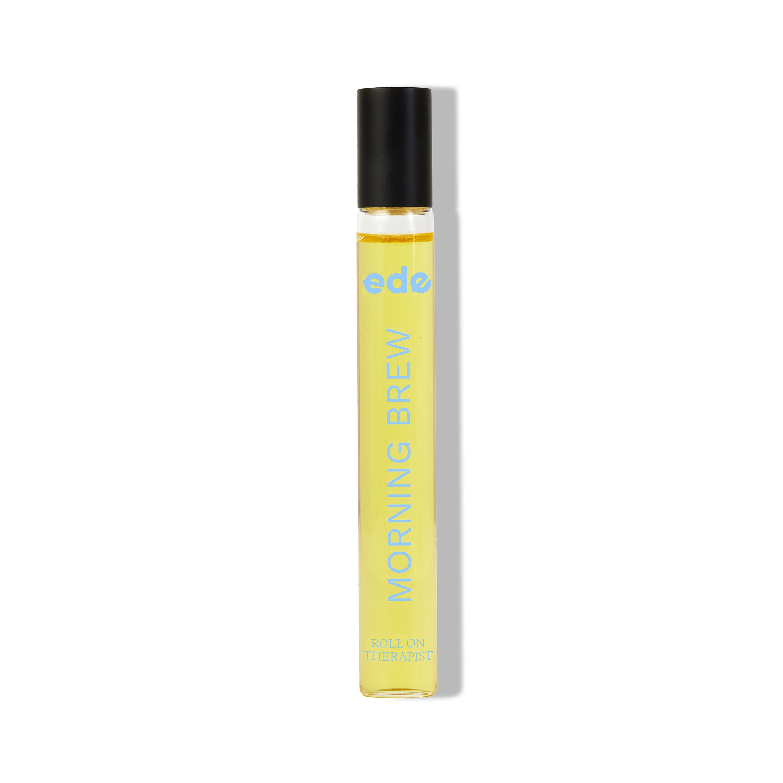 Morning Brew Roll On Therapist, 10ml glass bottle containing our organic aromatherapy roll on oil. Contains essential oils orange, lime, ginger and grapefuit to help boost energy, concentrate and soothe brain fog.